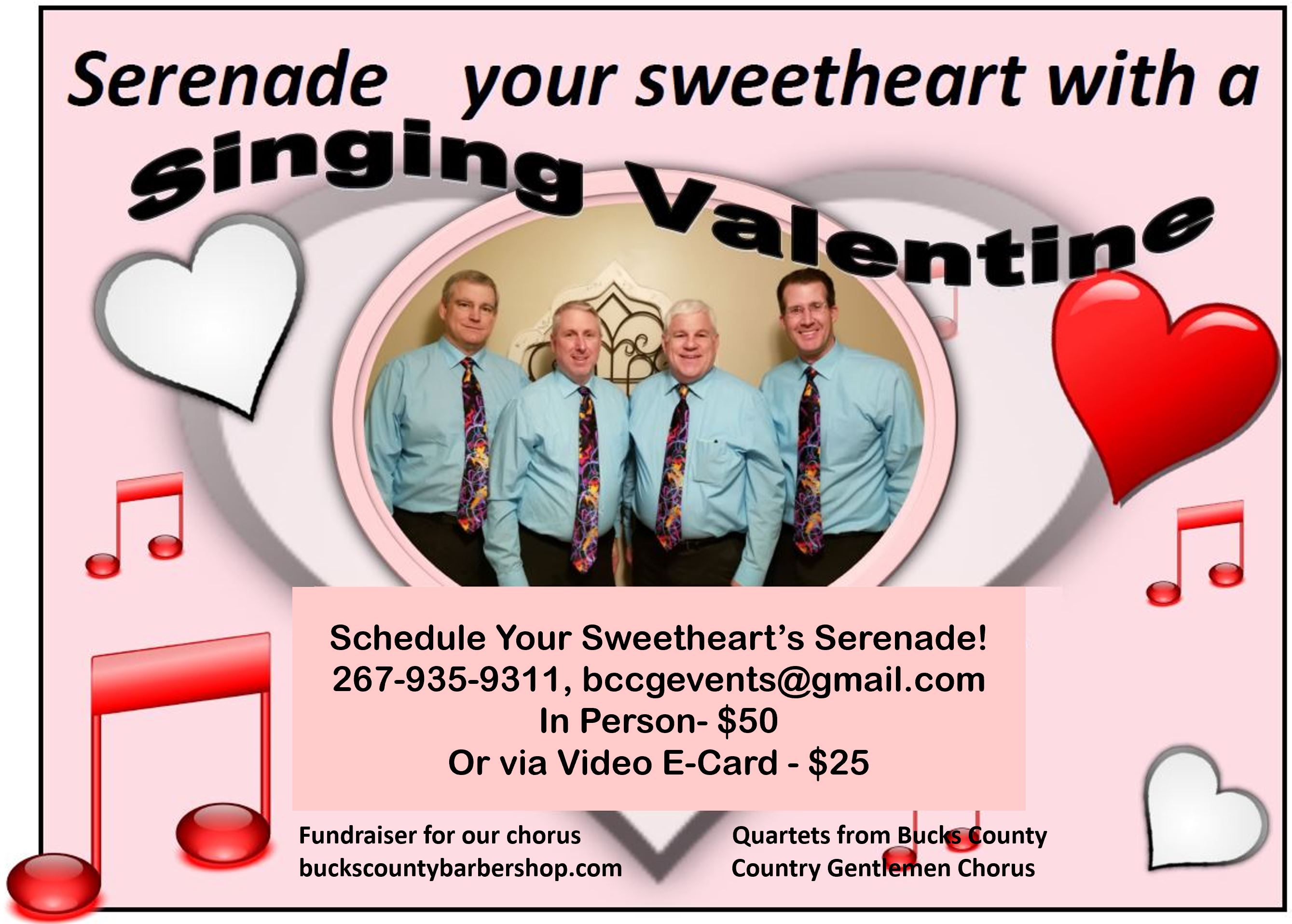 Order Your Singing Valentine Early!  Reserve Now!